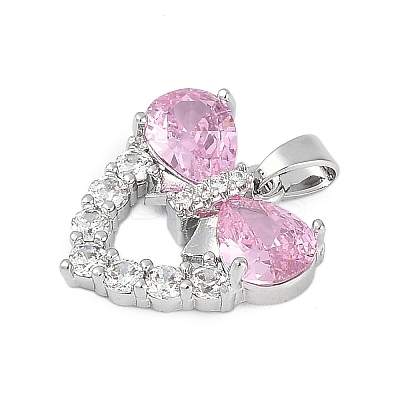 Rack Plating Brass Cubic Zirconia Pendants KK-U035-12P-1