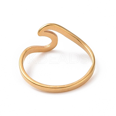 Ion Plating(IP) 201 Stainless Steel Wave Finger Ring for Women LS-RJEW-J051-04G-1
