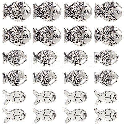 120Pcs 3 Styles Tibetan Style Alloy Beads TIBEB-SC0001-36-1