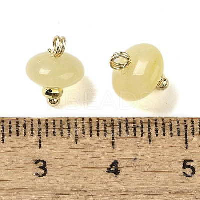 Natural Yellow Aventurine Rondelle Charms with Rack Plating Brass Loops G-G110-05B-10-1