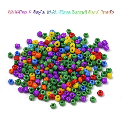 3500Pcs 7 Style 12/0 Glass Round Seed Beads SEED-YW0001-36-1