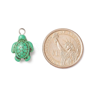 Dyed Synthetic Turquoise Pendants PALLOY-JF01906-01-1