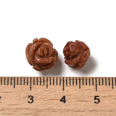 Synthetic Goldstone Carved Flower Scattered Beads G-O156-B-31-1