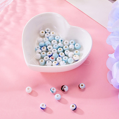 50Pcs 5 Colors Handmade Porcelain Beads PORC-TADJ0001-06A-1