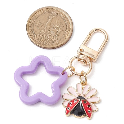 6Pcs 6 Colors Flower Opaque Acrylic Pendant Decorations HJEW-JM02330-1
