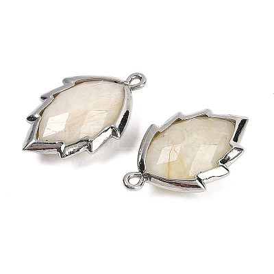 Natural Moonstone Faceted Leaf Pendants G-I375-04P-19-1
