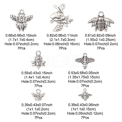 49Pcs 7 Style Tibetan Style Alloy Pendants Sets TIBEP-YW0001-45-1