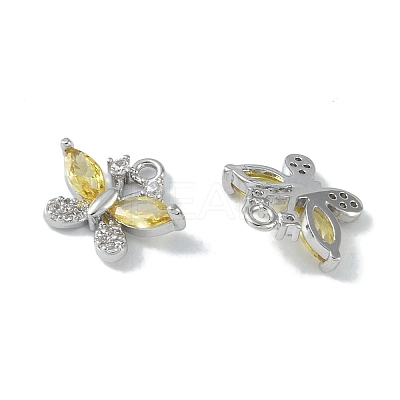 Brass Micro Pave Clear Cubic Zirconia Charms KK-H482-09P-02-1