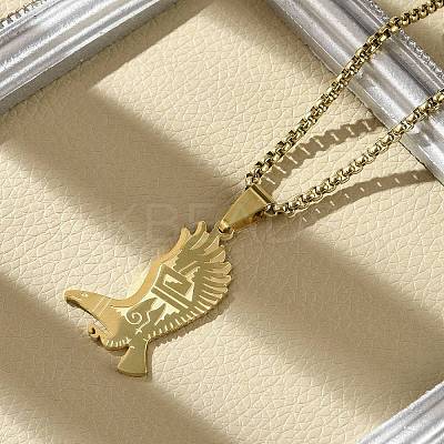 201 Stainless Steel Eagle Pendant Necklaces NJEW-H055-06G-1
