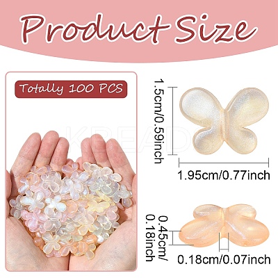 100Pcs 5 Colors Transparent Resin Beads RESI-YW0004-46-1