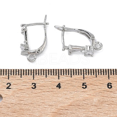 Brass Micro Pave Clear Cubic Zirconia Hoop Earring Findings KK-Z143-07P-1