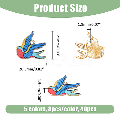 40Pcs 5 Colors Rack Plating Alloy Pendants FIND-DC0005-46-1