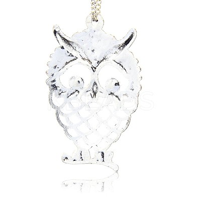 Antique Silver Plated Alloy Rhinestone Owl Big Pendants LS-PALLOY-N0071-01-1