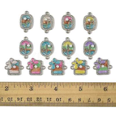 30Pcs 3 Styles Alloy Crystal Rhinestone and ABS Imitation Pearl Connector Charms ENAM-FS0003-71P-1