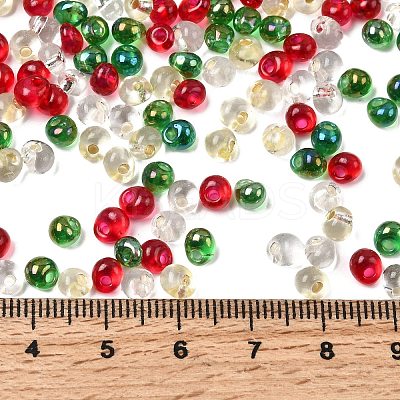 4 Colors Christmas 6/0 Transparent Fringe Glass Seed Beads SEED-X0058-11-1