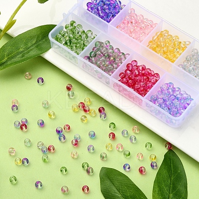 8 Colors Transparent Spray Painted Glass Beads GLAA-YW0001-46-1