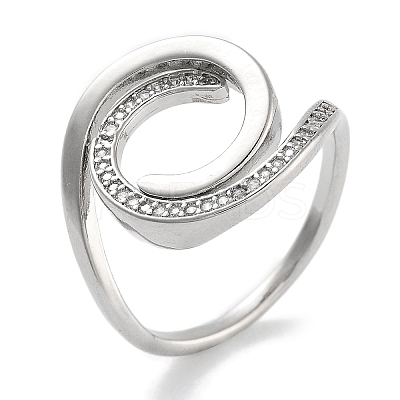 Rack Plating Brass Micro Pave Cubic Zirconia Open Cuff Rings for Women RJEW-Z059-31P-1