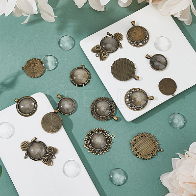 DIY Flat Round Pendant Jewelry Kits DIY-DC0003-24-1