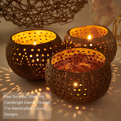 Hollow out Coconut Shell Candle Cup DIY-WH0260-82-1