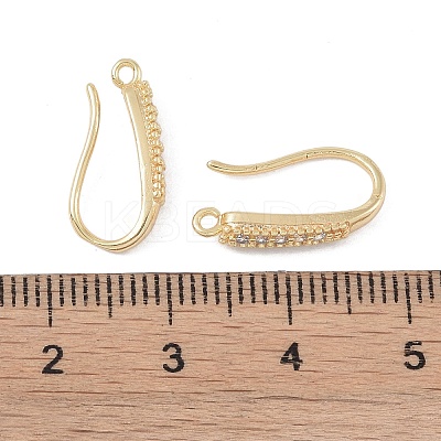 Brass Micro Pave Clear Cubic Zirconia Earring Hooks KK-U008-06G-1