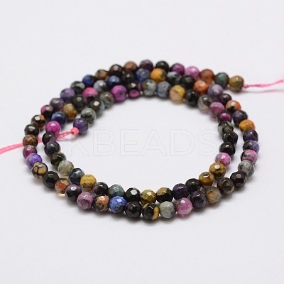 Faceted Natural Fire Crackle Agate Beads Strands G-F447-4mm-A07-1