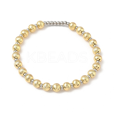 Brass Round Beaded Stretch Bracelets for Women BJEW-B148-01GP-1