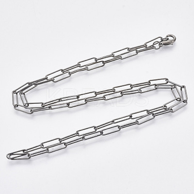 Brass Round Oval Paperclip Chain Necklace Making MAK-S072-04B-B-1