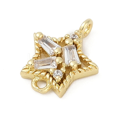 Brass Clear Cubic Zirconia Connector Charms KK-Z094-03G-02-1