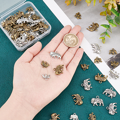80Pcs 4 Style Tibetan Style Alloy Pendants TIBEP-AR0001-08-1