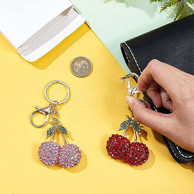 2Pcs 2 Colors Zinc Alloy Rhinestone Keychain KEYC-BC0001-13-1