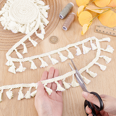 Cotton Fringe Lace Trim Ribbon OCOR-WH0105-008A-1