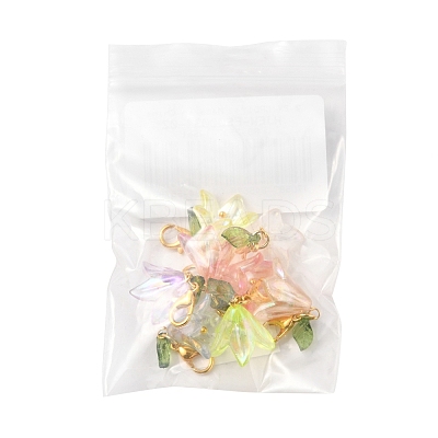 8Pcs 8 Colors Flower Acrylic Pendant Decorations HJEW-FS00034-02-1