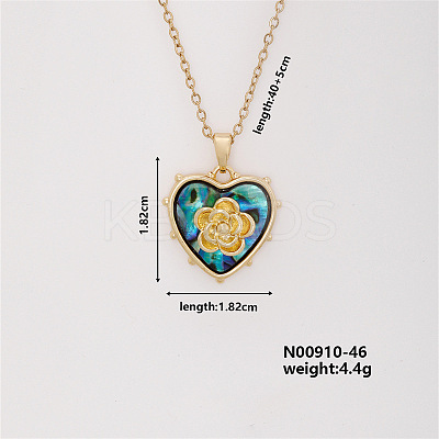 Vintage Brass Micro Pave Cubic Zirconia Heart Pendant Necklace for Women MF6183-4-1