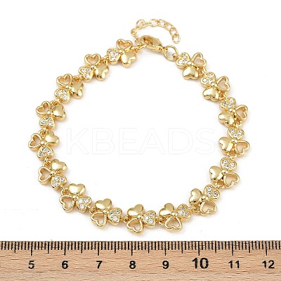Brass Micro Pave Clear Cubic Zirconia Link Bracelets for Women BJEW-F504-14G-1