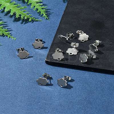10Pcs 201 Stainless Steel Stud Earring Findings with Hole EJEW-FS0001-14C-1