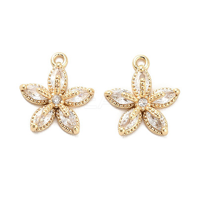 Brass Micro Pave Clear Cubic Zirconia Charms KK-C054-18G-1