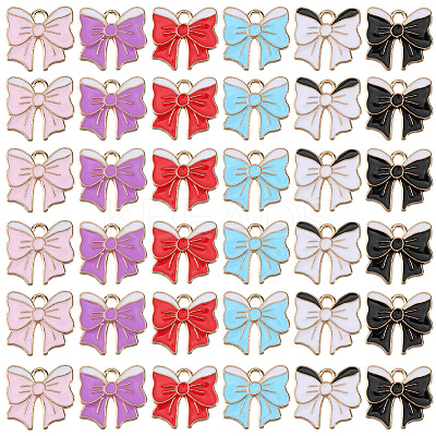 36Pcs 6 Colors Alloy Enamel Pendants ENAM-SC0006-60-1