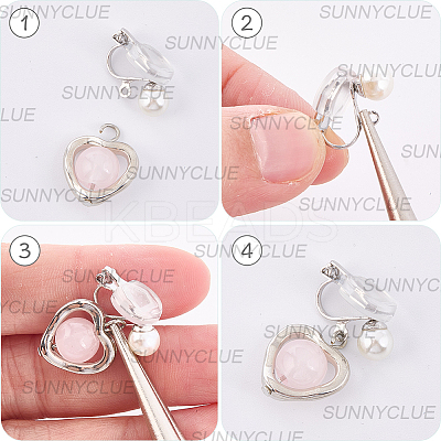 24Pcs 4 Styles 304 Stainless Steel Clip-on Earring Findings with Imitation Pearl Plastic Beaded STAS-SC0010-46B-1