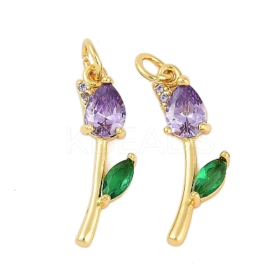 Rack Plating Brass Micro Pave Cubic Zirconia Pendants KK-R166-09G-06-1
