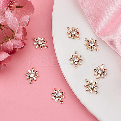 Brass Clear Cubic Zirconia Connector Charms KK-BBC0002-18-1