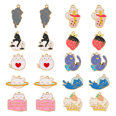 20Pcs 10 Colors Cute Alloy Pendants ENAM-TA0001-91-1