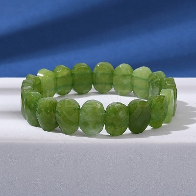 Oval Natural Malaysia Jade Beaded Stretch Bracelets G-P589-02A-06-1