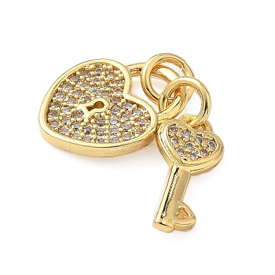 Brass Micro Pave Cubic Zirconia Pendants KK-H076-01G-1