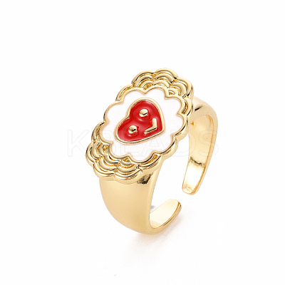 Brass Enamel Cuff Rings RJEW-S045-121-NR-1