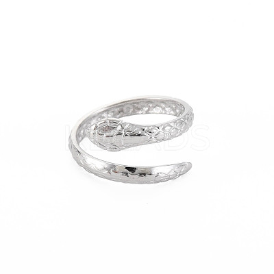 Non-Tarnish 304 Stainless Steel Snake Wrap Open Cuff Ring for Women RJEW-S405-218P-1