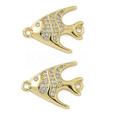 Brass Micro Pave Clear Cubic Zirconia Sea Animal Connector Charms KK-P325-01G-1