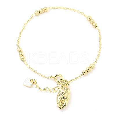 Brass Micro Pave Clear Cubic Zirconia Charm Bracelets for Women BJEW-C083-13G-1