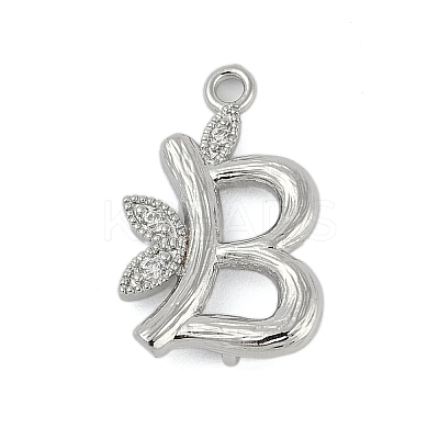 Brass Crystal Rhinestone Letter Links Connector Charms KK-S395-06P-B-1