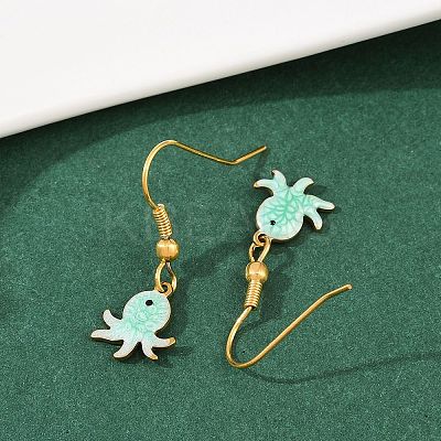 Ocean Series 304 Stainless Steel Enamel Dangle Earrings EJEW-K017-01D-G-1