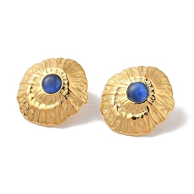 Golden Ion Plating(IP) 304 Stainless Steel Stud Earrings for Women EJEW-L287-053G-02-1